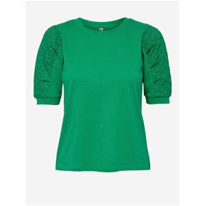 Zelené tričko s ozdobnými rukávmi Jacqueline de Yong Camma