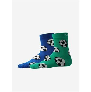 Sada dvoch párov vzorovaných ponožiek v modrej a zelenej farbe SAM 73 Unupo