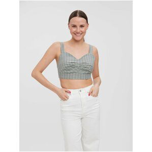 Svetlošedý pruhovaný crop top na ramienka VERO MODA Serena