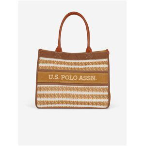 Svetlohnedý dámsky vzorovaný shopper U.S. Polo Assn. El Dorado