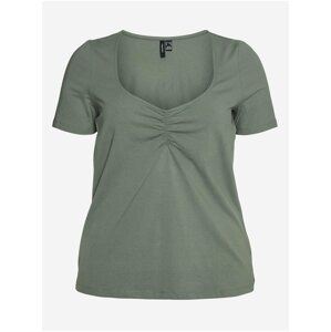 Zelené basic tričko VERO MODA CURVE Celia