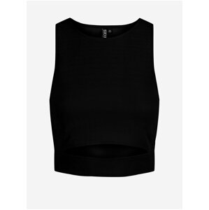 Čierny crop top s priestrihom Pieces Sara