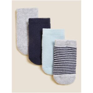 Balenie 4 ks bavlnených froté detských ponožiek (3 kg –24 mesiacov) Marks & Spencer modrá
