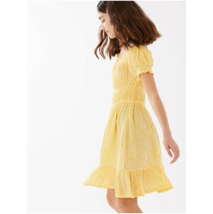 Kvetované riasené šaty (6–16 rokov) Marks & Spencer žltá