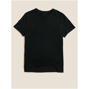 Jednofarebné tričko z čistej bavlny Marks & Spencer čierna