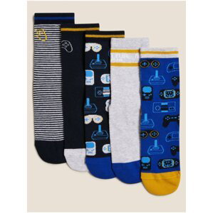 Bavlnené herné ponožky, 5 párov Marks & Spencer viacfarebná