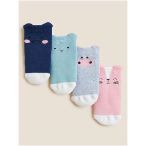 Froté ponožky pre bábätká so zvieracím motívom a vysokým podielom bavlny, 4 páry Marks & Spencer viacfarebná