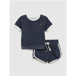 Tmavomodrý detský froté set tričko a šortky GAP