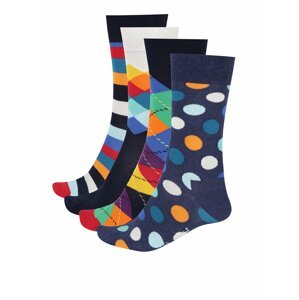 Súprava štyroch párov pánskych vzorovaných ponožiek Happy Socks Mix