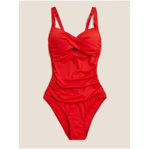 Červené riasené plavky Marks & Spencer
