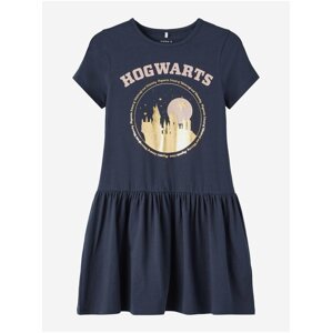 Tmavomodré dievčenské krátke šaty s potlačou name it Harry Potter