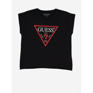 Čierne dievčenské tričko Guess
