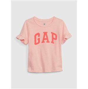 Ružové dievčenské tričko s logom a volánmi GAP