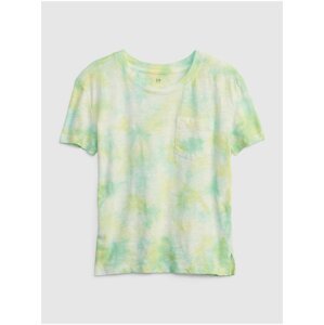 Zelené dievčenské tričko batikované organic GAP