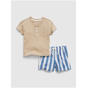 Modrý baby set - tričko a pruhované šortky GAP