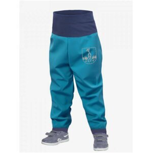Modré detské softshellové nohavice s vysokým pásom Unuo