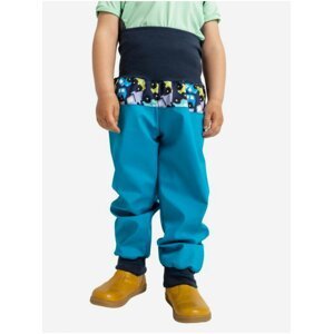 Modré chlapčenské softshellové vzorované nohavice s vysokým pásom Unuo