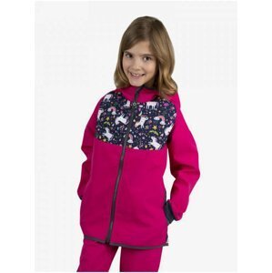 Ružová dievčenská softshellová vzorovaná bunda Unuo