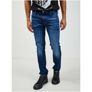 Modré pánske slim fit rifle Guess Chris