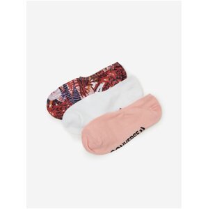 Sada troch párov dámskych ponožiek v ružové a biele farbe Converse