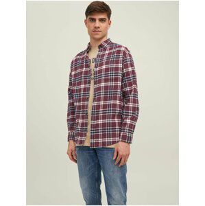 Vínová kockovaná košeľa Jack & Jones Classic