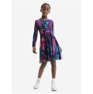 Černo-fialové dievčenské vzorované šaty Desigual Aguirre