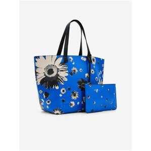 Modrý dámsky kvetovaný shopper Desigual Daisy Pop Namibia Reversible