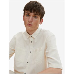 Krémová pánska košeľa s krátkym rukávom Tom Tailor Denim