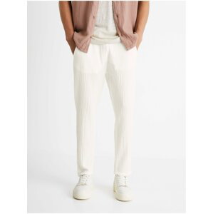 Biele bavlnené nohavice Celio Cobogaze