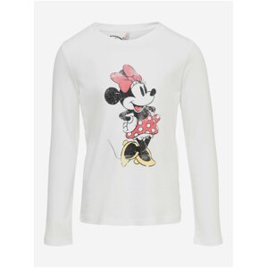Biele dievčenské tričko s dlhým rukávom ONLY Mickey