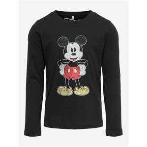 Čierne dievčenské tričko s dlhým rukávom ONLY Mickey