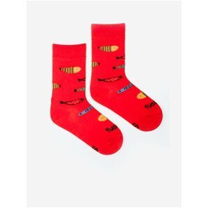 Červené dievčenské vzorované ponožky Fusakle Akvárko