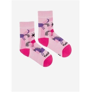 Ružové dievčenské vzorované ponožky Fusakle Jednorožec
