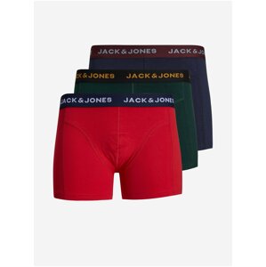 Boxerky pre mužov Jack & Jones - červená, čierna, tmavomodrá