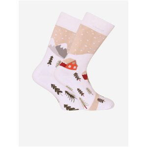 Ponožky pre mužov Dedoles - biela, béžová