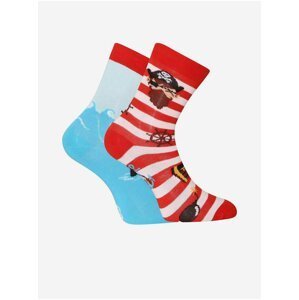 Modro-červené detské veselé ponožky Dedoles Pirát