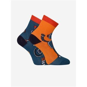 Oranžovo-modré detské veselé ponožky Dedoles Robot