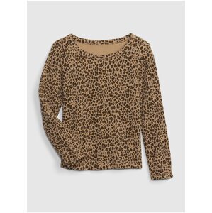 Hnedé dievčenské tričko vzor leopard GAP