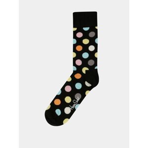 Ćierne unisex ponožky s farebnými bodkami Happy Socks Big Dots