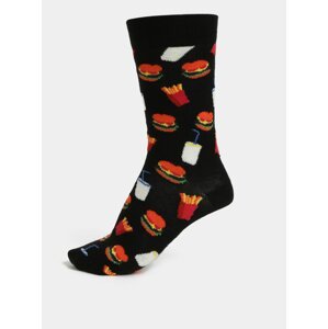 Čierne vzorované unisex ponožky Happy Socks Hamburger