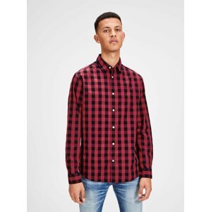 Čierno-červená károvaná košeľa s dlhým rukávom Jack & Jones Gingham