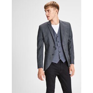 Sivé melírované oblekové sako s prímesou vlny Jack & Jones Laris