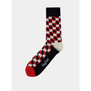 Červeno-bielo-modré unisex vzorované ponožky Happy Socks Filled Optic