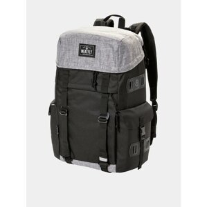 Sivo-čierny batoh s koženkovými detailmi Meatfly 30 l