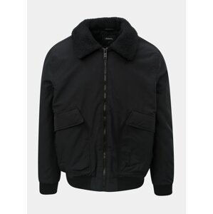 Čierna zimná bunda s hrejivým golierom Burton Menswear London Franklin
