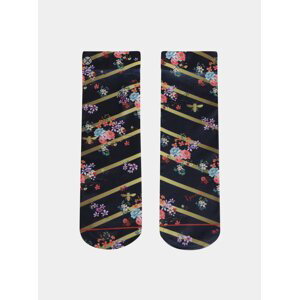 Tmavomodré dámske kvetované ponožky XPOOOS