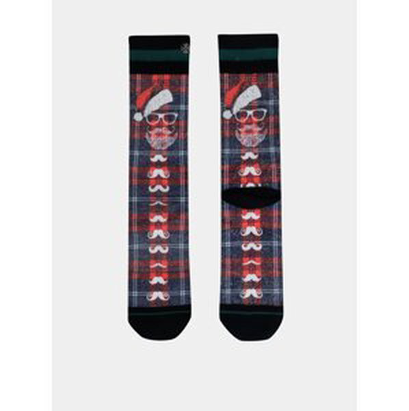 Modro-červené pánske ponožky s vianočným motívom XPOOOS