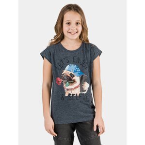 Tmavomodré dievčenské tričko s potlačou SAM 73