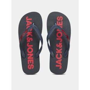 Tmavomodré pánske žabky s potlačou Jack & Jones