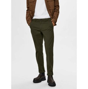 Tmavozelené chino nohavice Selected Homme New Paris